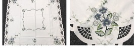 Polyester Lace Floral Embroidered Gray Rose Square Embroidery Tablecloth... - $48.99