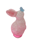 Vtg Hand Blown Art Glass Bunny Butterfly On Nose White Opalescent Gold F... - $18.81