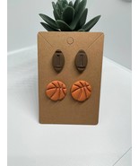 Football and Large basketball duo stud earrings pack | polymer clay earr... - £7.87 GBP