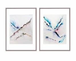 Original watercolor Set of 2 Abstract Landscape Art Set Home Decor Moder... - $95.00