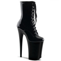 PLEASER Sexy 9&quot; Extreme High Heel Platform Black Shiny Ankle Boots  INF1020/B/M - £91.88 GBP