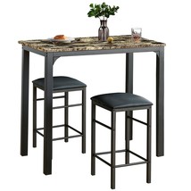 3-Piece Pub Counter Height Breakfast Table With 2 Bar Stools, Dining Set For 2,  - £122.17 GBP