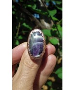 Electroformed copper   Chevron amethyst ring   Dogtheeth amethyst jewelry - $40.67 CAD