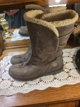 HTF Model Timberland Women&#39;s Tall Waterproof Brown Leather Snow Boots Si... - $69.95