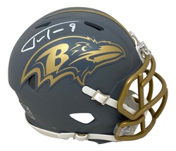 Justin Tucker Signed Baltimore Ravens Slate Mini Speed Helmet JSA ITP - £83.56 GBP
