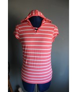 Old Navy Girls Orange/White Striped Short Sleeve Hoodie ~XL(14)~ RN 54023 - £3.92 GBP
