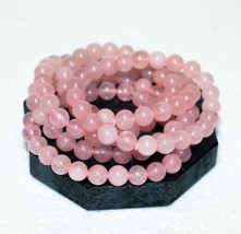 Wholesale Lot 5 Pcs Rose Quartz 23beads 8mm 7.5” Crystal Stretch Bracelets - £47.46 GBP