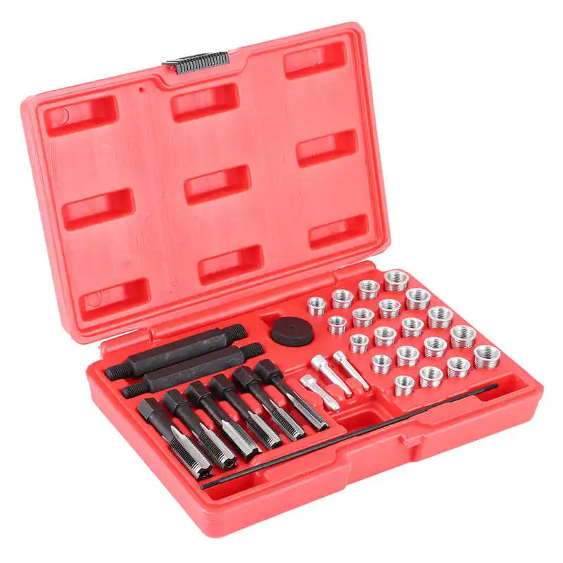 33pcs Glow Plug Thread Repair Tools Kit Tap Insert Driver Guide Pin Thread Ins - £54.64 GBP