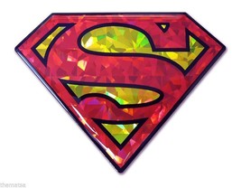 Superman Red And Yellow 3D Reflective Auto Emblem Decal Sticker Made In Usa - £15.63 GBP