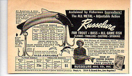 1950 Vintage Ad Russelure Fishing Lures All Game Fish Los Angeles,CA - £7.27 GBP