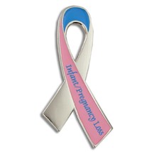 Pink Blue Ribbon Lapel Awareness Infant Pregnancy Loss Pin - £15.01 GBP