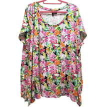 Cynthia Rowley Women&#39;s Shirt Plus Size 3X Multicolor Floral Scoop Neck Tunic - £14.41 GBP