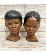 Vintage Holland Mold Set Boy and Girl Busts Sculptures Hand Painted - $32.80 CAD