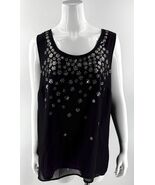 Lane Bryant Womens Sleeveless Blouse Top Size 20 Sequin Black Purple Und... - $546.43 MXN