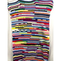 VTG Crocheted Handmade Afghan Blanket Quilt Throw Wacky Design 70&#39;s 39&quot;x80&quot; - £21.20 GBP