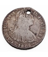 1808-PTS PJ 4 Reales Silver Coin   King Charles IIII   Potosi Bolivia Mint - $98.01