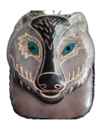 Wolf Leather Wristlet Wallet Coin Purse Zip Close Charm Pouch Handmade G... - €15,28 EUR