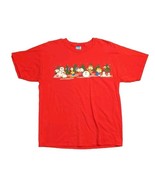 Vintage Peanuts Charlie Brown T-Shirt Christmas Graphic Red Short Sleeve... - $252.00 MXN