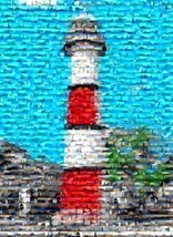 Amazing Beautiful Red Lighthouse Art Print Montage - £9.04 GBP