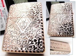 Armor Arabesque Double Sides Pink Gold Zippo 2022 MIB Rare - £108.21 GBP