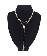 18k Layered  real Gold Filled Rosary Necklace 24 inches - $14.52