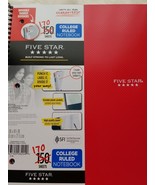 Five Star College Ruled Notebook ~  170 Sheets ~ Red Cover - £8.88 GBP