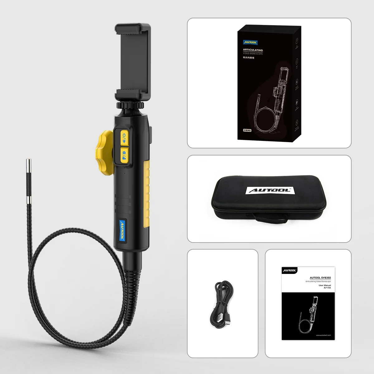 AUTOOL SVB302 Car Industrial Endoscope Automotive Inspection Camera USB Video Bo - £324.60 GBP