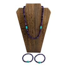 Jay King Mine Finds DTR Amethyst Turquoise Beaded Magnet Necklace Bracelet Set - £112.51 GBP