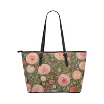 Tote Bag Art Nouveau Pink Roses PU Leather Carry On 17.5&quot; x 11&quot; - £44.93 GBP