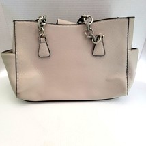 Nine West Womens Handbag Beige Purse Side Pockets Decorative Chain Double Handle - £6.92 GBP