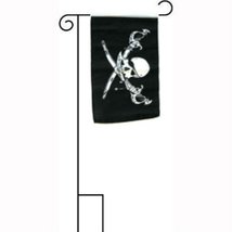 12x18 12&#39;&#39;x18&#39;&#39; Jolly Roger Pirate Brethren of Coast Sleeved w/ Garden Stand Fla - £14.84 GBP