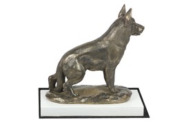 German Shepherd, dog on white wooden base statue, limited edition, ArtDog - £111.50 GBP