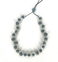 Blue felted ball textile art statement necklace w/ silver coated oval frame meta - £62.95 GBP