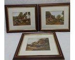 Set Of (3) Little Village With People Sheep Ducks Nature Photos 8&quot; X 7&quot; - $59.39