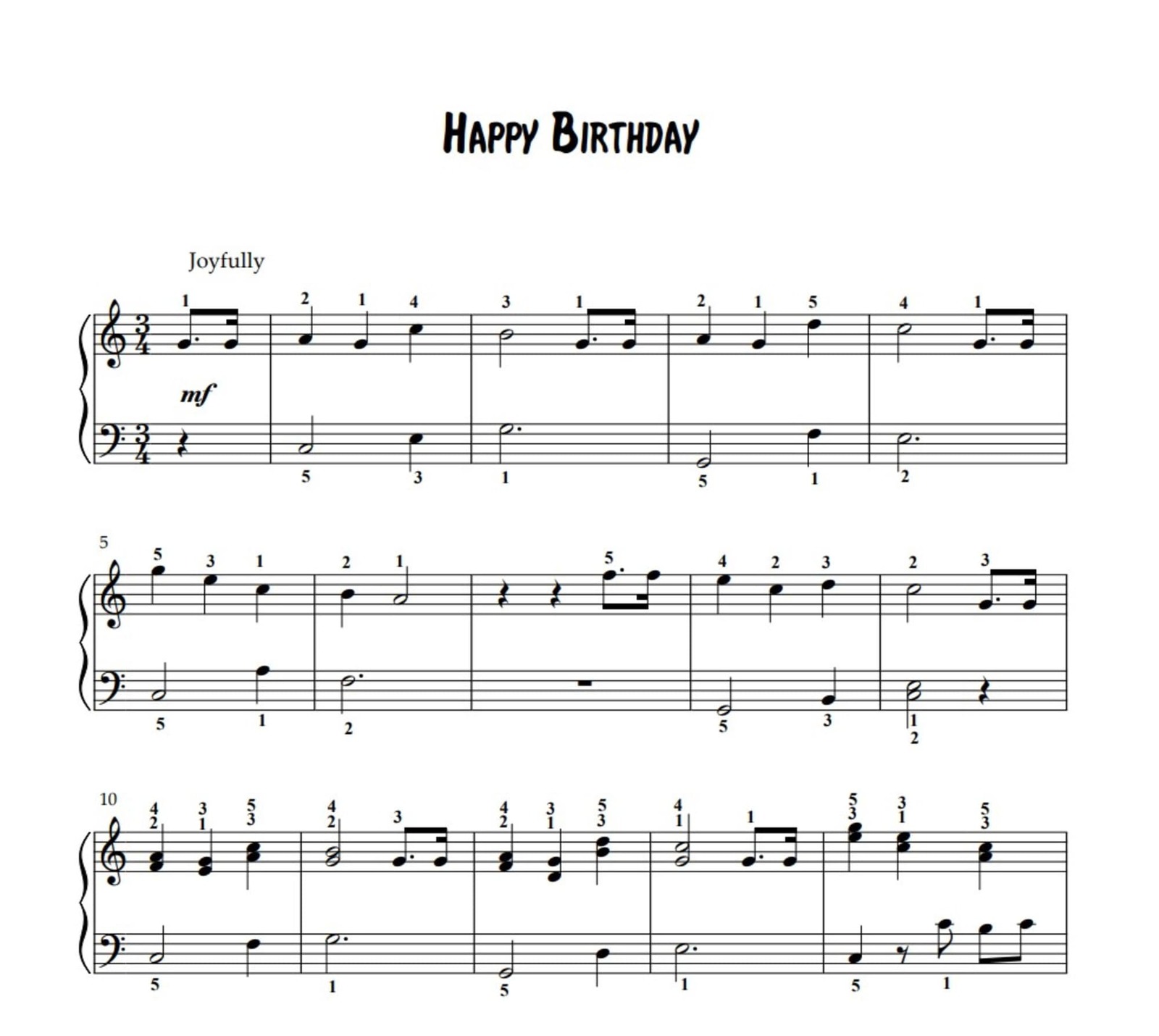 Happy Birthday - Easy Arrangement (Sheet Music Piano) - $2.20