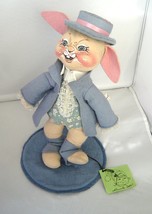  Vintage 1987 Annalee Doll  Bunny Rabbit Top Hat, Periwinkle, With Tags 12” - £19.53 GBP