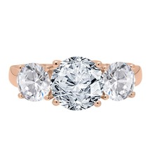 3-Stone Engagement Wedding Promise Ring Rose Gold Plated LC Moissanite - £93.40 GBP