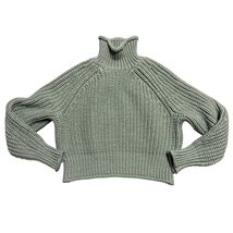 H&amp;M Womens Ribbed Knit Turtleneck Sweater US Small Sage Green Acrylic/Po... - €9,99 EUR