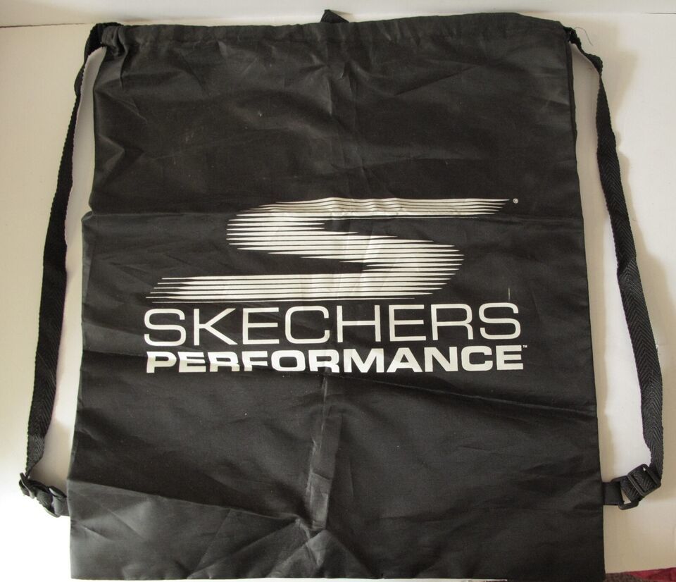 Skechers Promo Nylon Drawstring Backpack Knapsack Bag Black 19&quot; x 16&quot; - $5.83