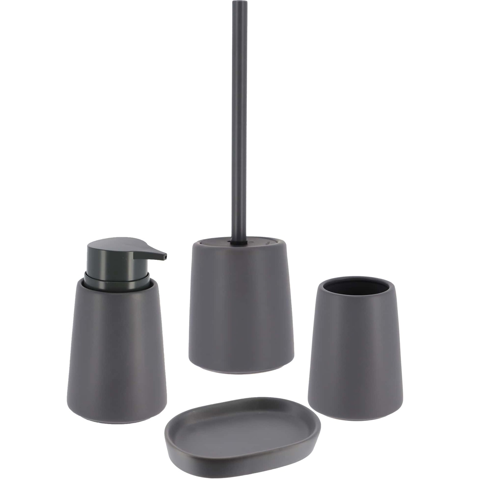 Gray Bathroom Accessory Set - 4 Pieces - Sophisticated & Practical - Tackle Bath