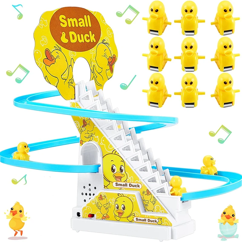 New DIY Rail Racing Track Electric Small Duck Climbing Stairs Toy Pig Action - £10.85 GBP+