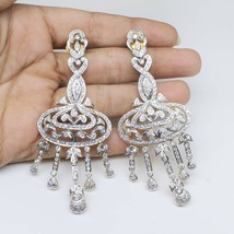 Fashion CZ Dangle Earrings Gold Plated - £18.67 GBP