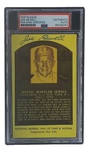 Joe Sewell Signé 4x6 Cleveland Hall Of Fame Plaque Carte PSA / DNA 85026254 - £60.94 GBP