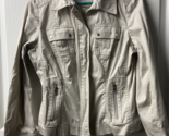 Jones New York Signature Full Zip Jacket Womens Medium Khaki Pockets Str... - $15.31
