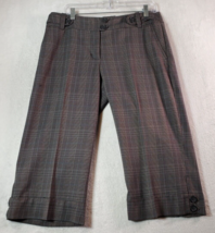 H&amp;M Cropped Pants Womens 10 Gray Plaid Polyester Slash Pockets Flat Front EUC - £12.94 GBP