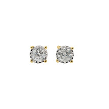 0.10 - 0.50Ct Miracle Plate Diamond Stud Earrings in Silver YG Overlay(IJ,I2-I3) - £70.52 GBP+