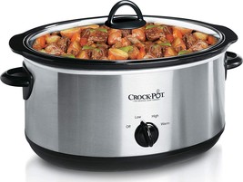 Crock-Pot 7 Quart Oval Manual Slow Cooker, Stainless Steel - £45.77 GBP