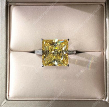 2.00 Ct Princess Cut Yellow Citrine Solitaire Engagement Ring 14K White ... - £110.88 GBP
