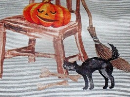 NEW Isaac Mizrahi  HALLOWEEN BLACK CAT Pumpkin PLACEMAT 15&quot; Sq WITCH HAT  - £6.98 GBP