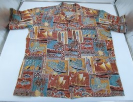 RJC Men’s Vintage Hawaiian Shirt Size 5XL Cotton USA Made Panel Fish Boat Palms - £39.80 GBP